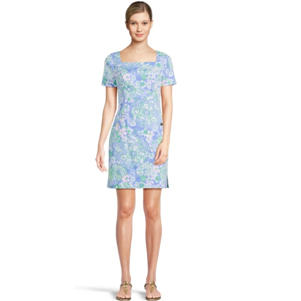 NWT Lilly Pulitzer Blue Floral Shift Dress Sz 12